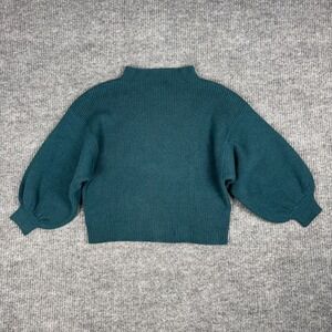 Line + Dot Sweater Womens S Mock Neck Balloon Sleeve Ribbed Quiet Luxury Chic